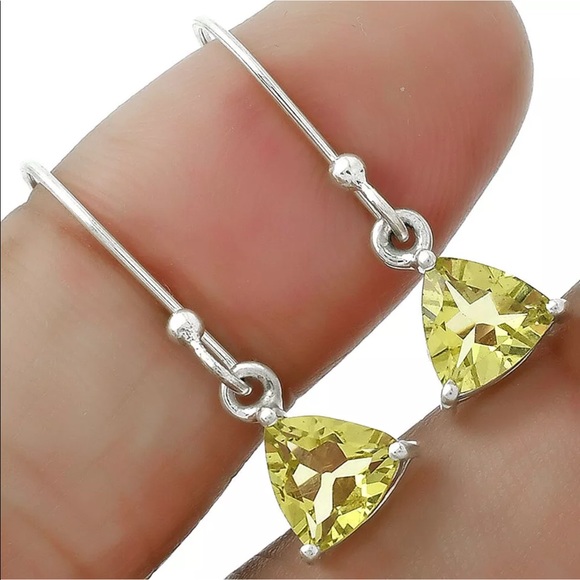 Earth Art hand crafted artisan Jewelry - Genuine Lemon Quartz sterling silver earrings